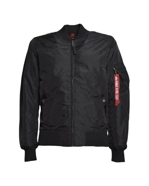 Alpha Industries Black Zip-Up Bomber Jacket for men