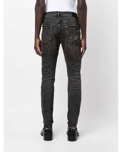 Purple Brand Black Distressed-Effect Slim-Fit Jeans for men