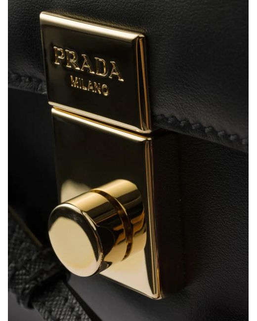 Prada Black Kleine Soft Sound Schultertasche Aus Leder Mit Anhängern