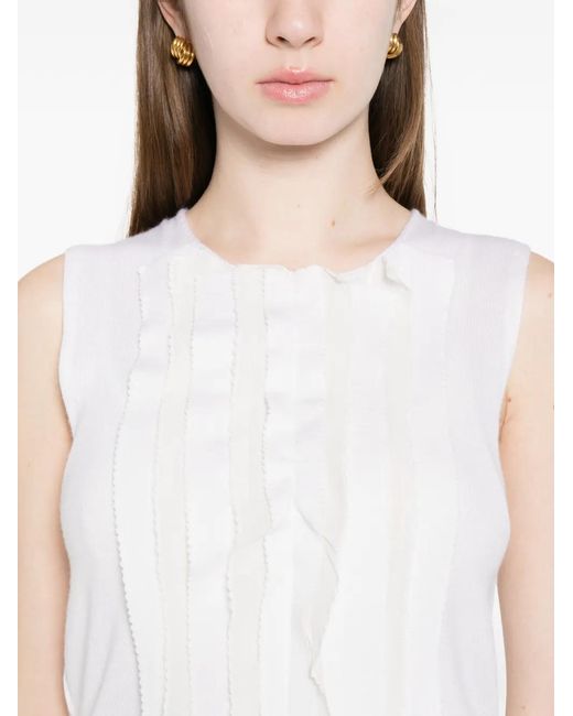 Alberta Ferretti White Ruffled Top