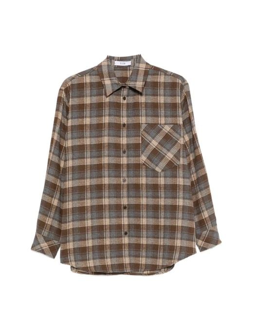 ELEH Brown Checked Chest-Pocket Shirt