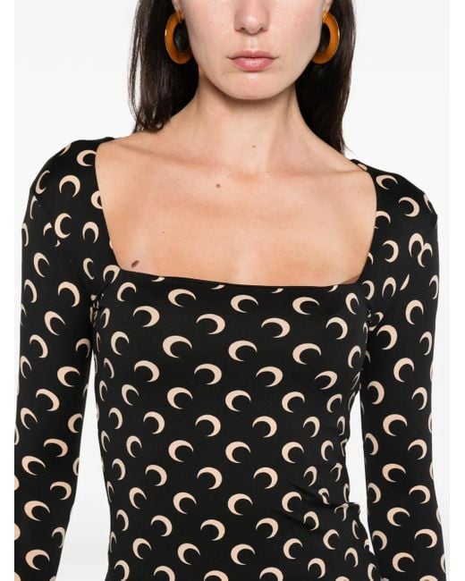 MARINE SERRE Black Moon-Print Top