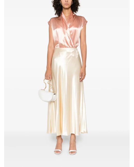 Alberta Ferretti White Satin Midi Skirt