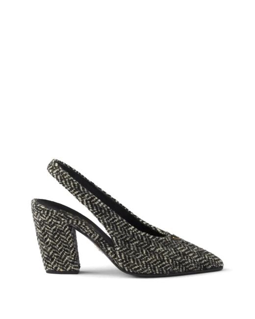 Prada Metallic Chevron Slingback Pumps