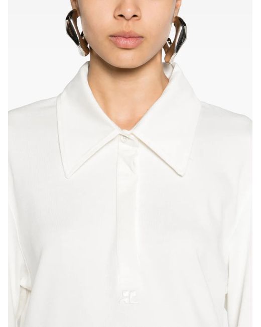 Courreges White Piqué Cotton Polo Shirt