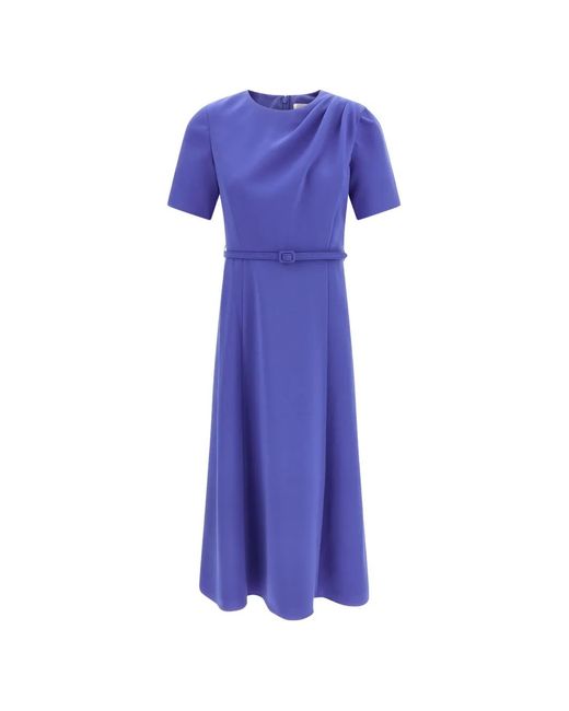 Carolina Herrera Blue Draped Crewneck Dress