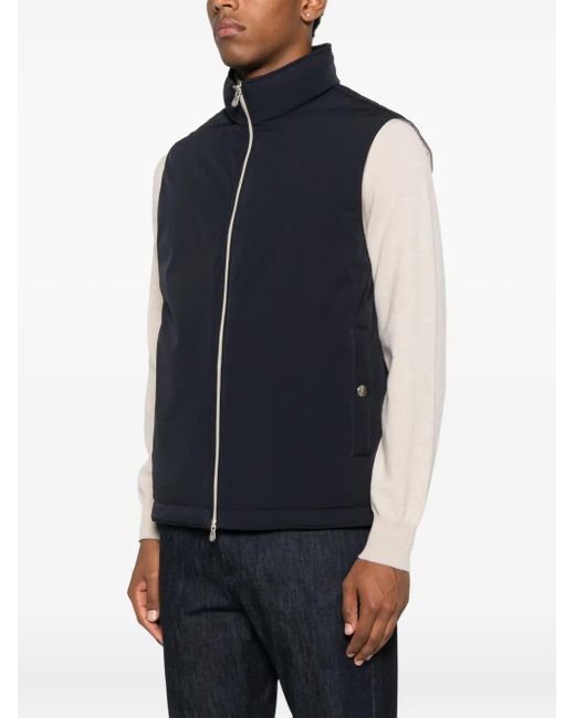 Brunello Cucinelli Black Zip-Fastening Sleeveless Vest for men