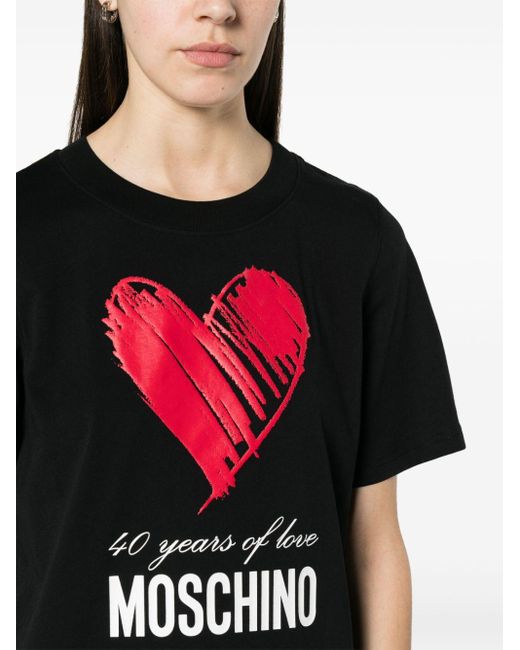 Moschino Black Heart-appliqué Cotton Minidress