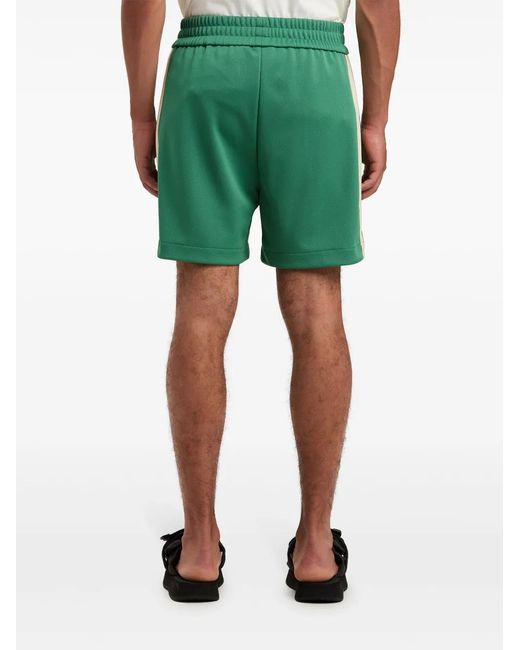 Palm Angels Green Logo Treck Shorts for men
