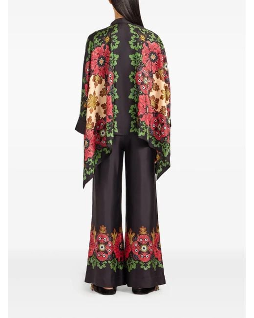 LaDoubleJ Black Floral-Print Palazzo Pants