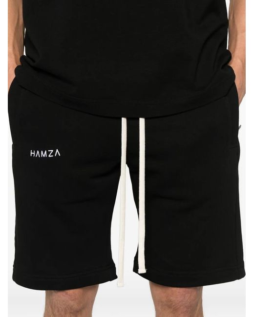 Hamza Black Drawstring Pocket Shorts for men