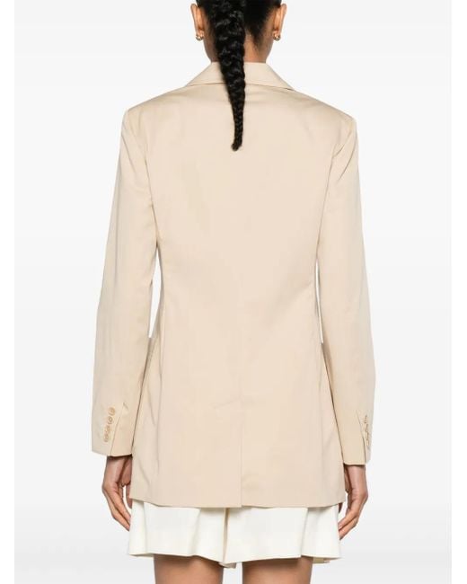 Max Mara Blazer Met Enkele Rij Knopen En Gekerfde Revers in het Natural