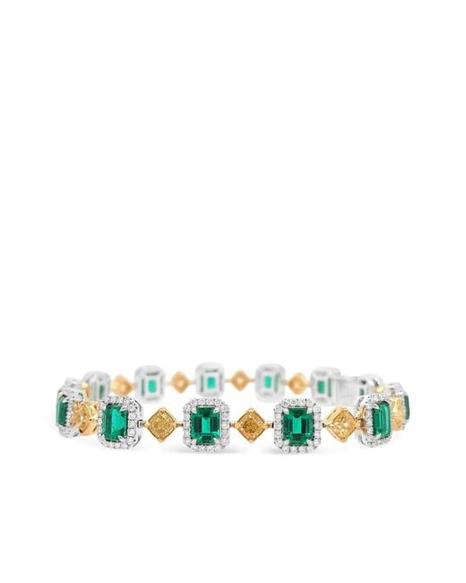 HYT Jewelry White Emerald And Diamond Tennis Bracelet