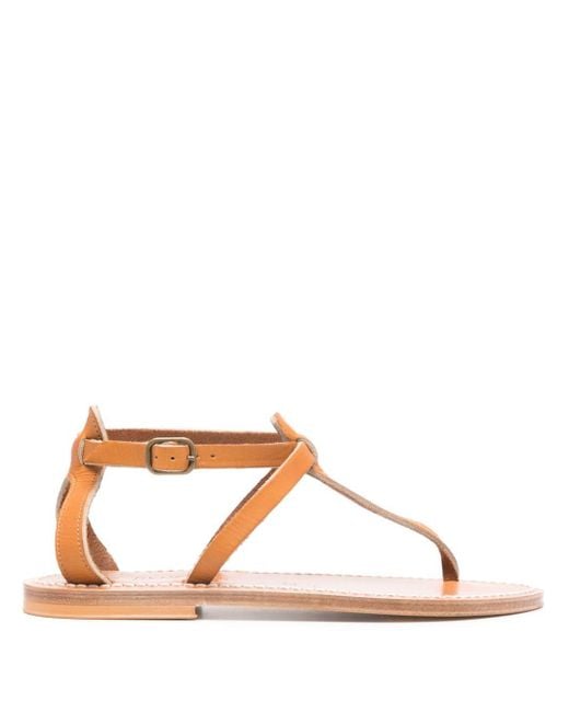 K. Jacques Brown Leather Flat Sandals
