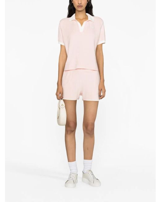 Sporty & Rich Pink Logo-Embroidered Cotton Shorts