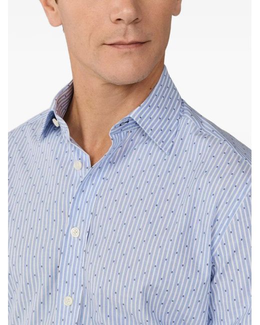 Hackett Blue Diamond-Embroidered Striped Shirt for men