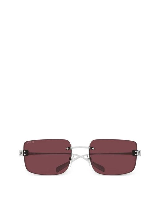 Gucci Purple Rimless Rectangle-Frame Sunglasses