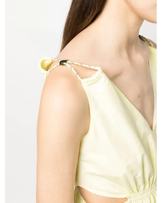 Maje Yellow Cut-Out Tiered Dress