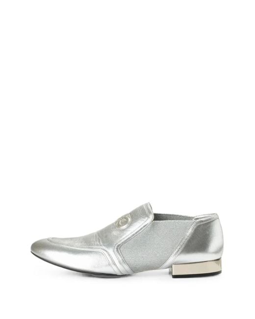 Ferragamo White Jayda S Gancini-Embossed Loafers