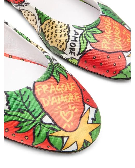 Casadei White X Enriquez Ballet Love Strawberries Crystal-Embellished Ballet Flats