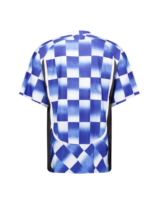 le PERE Blue Torn Checkered Jersey for men
