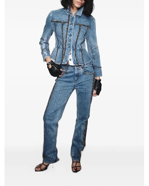 Hellessy Blue Kai Braided-Trim Denim Jacket