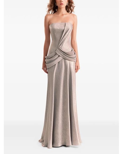 Gemy Maalouf Natural Strapless Draped Maxi Dress