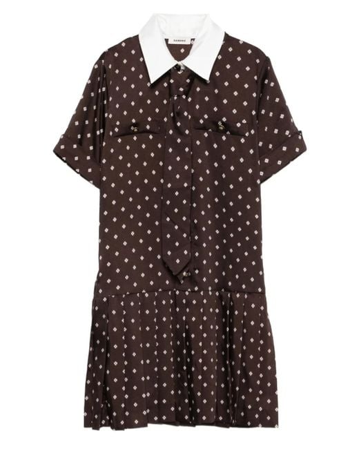 Sandro Black Geometric-Print Mini Dress