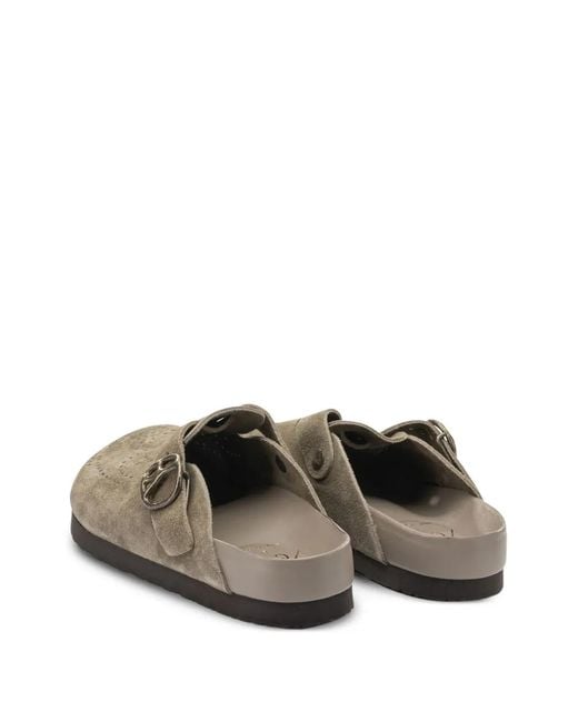 Needles Brown Clog Perforated Mules for men
