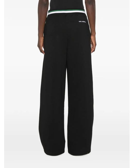 Karl Lagerfeld Black Ikon Wide-Leg Track Pants