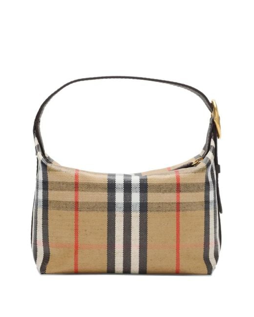Burberry Natural Mini Highlands Checked Tote Bag