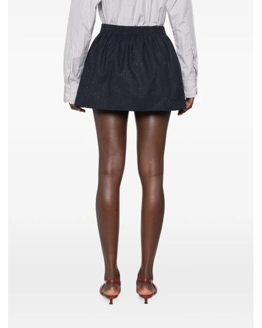 Maje Blue Striped Button-Front Mini Skirt