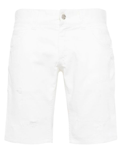 Short en jean à effet usé Dolce & Gabbana pour homme en coloris White