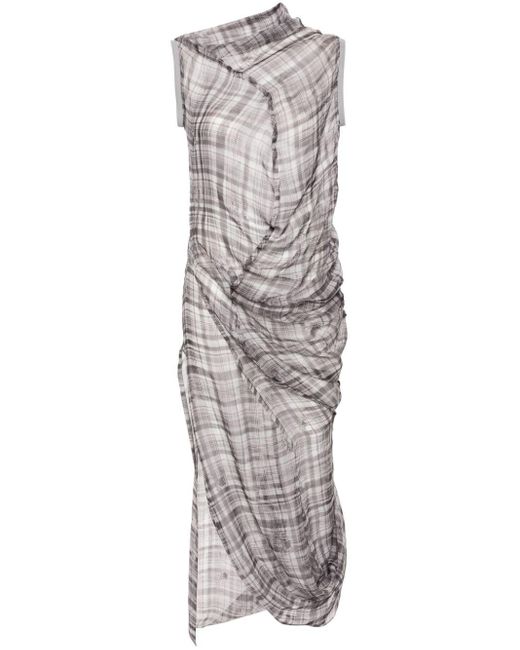 Robe longue à carreaux Acne en coloris Gray
