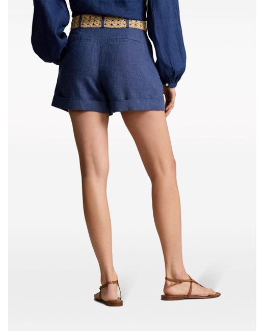 Shorts de talle medio con pinzas Polo Ralph Lauren de color Blue