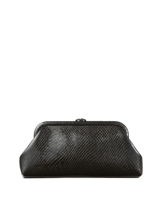 Jimmy Choo Black Skylar Snake-Printed Leather Clutch Bag
