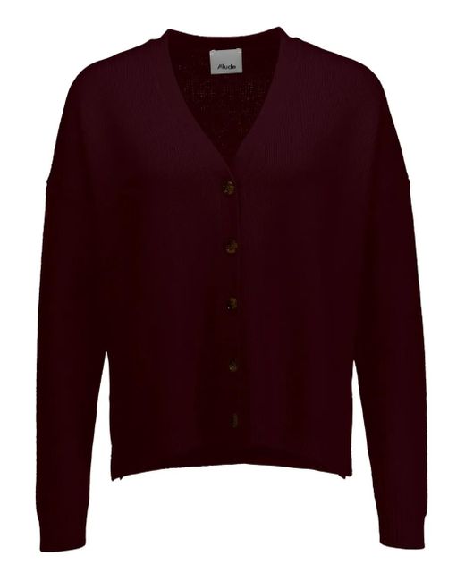 Allude Vネック カーディガン Red