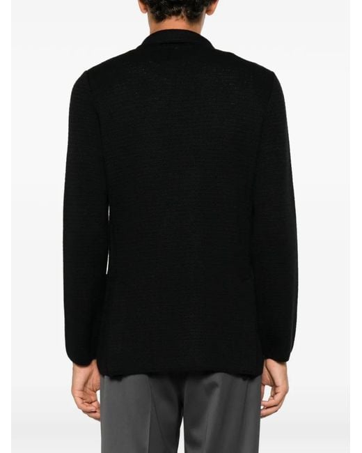 Lardini Black Double-Breasted Knitted Blazer for men