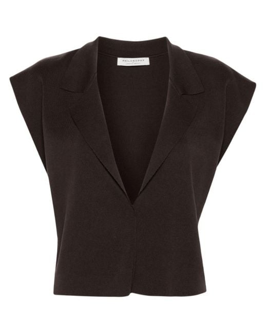 Philosophy Di Lorenzo Serafini Black Notched-lapels Knitted Top