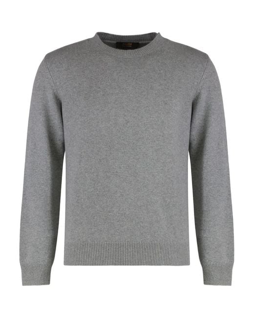 Moorer Gray Ribbed Sweater for men