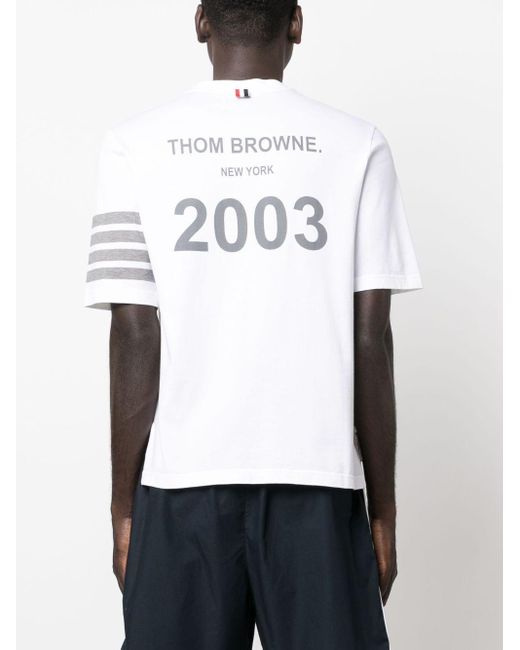 Thom Browne White 4-bar Stripe 2003-print T-shirt for men