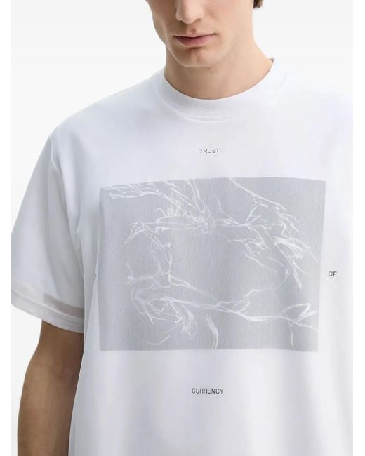 HELIOT EMIL White Marl Graphic-Print Layered T-Shirt for men
