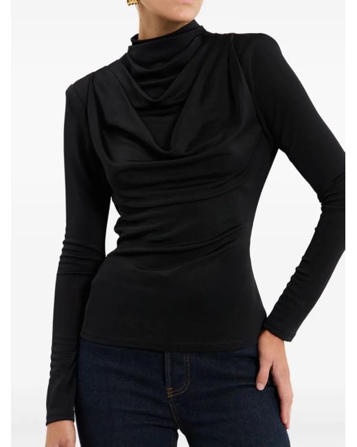 Rebecca Vallance Erin Cowl-effect Long-sleeve Top Black