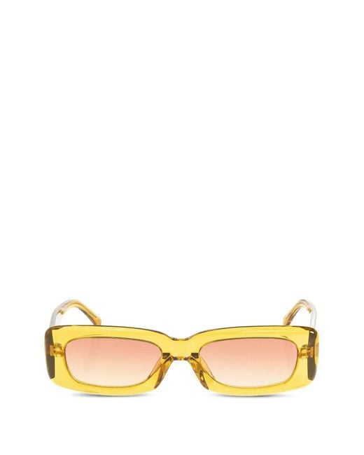 The Attico Metallic X Linda Farrow Mini Marfa Logo-Plaque Rectangle-Frame Sunglasses