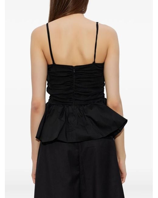 Gestuz Black Erin Ruched Peplum Top