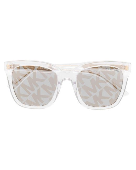Michael Kors Logolenses Squareframe Sunglasses in White Lyst