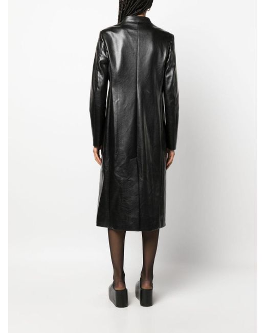 Coperni Black Faux-leather Midi Coat
