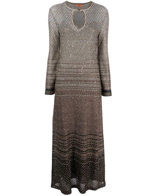 Missoni Gray Sequin-embellished Knitted Maxi Dress