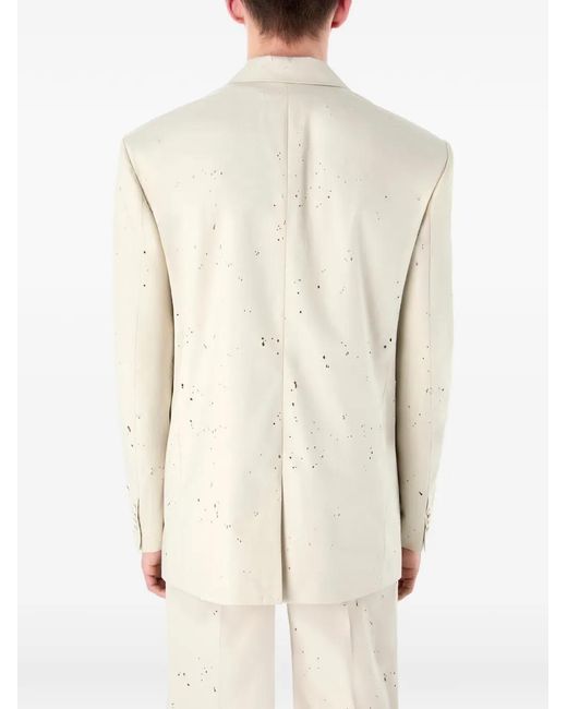CAMPERLAB White Blazer Boutonné À Effet Usé