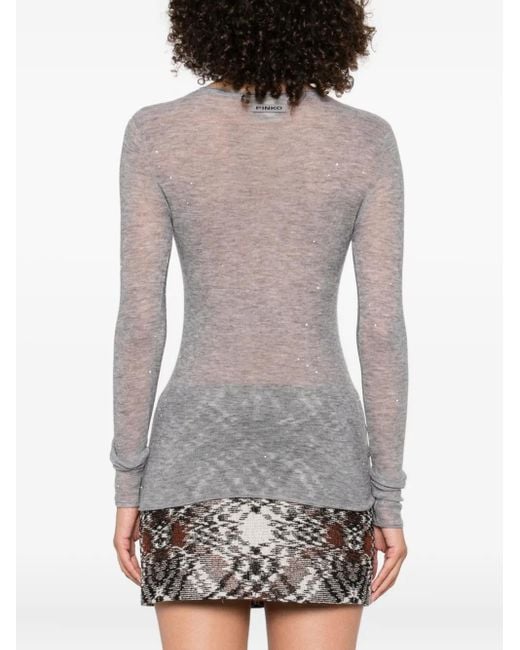 Pinko Gray Long-Sleeve T-Shirt